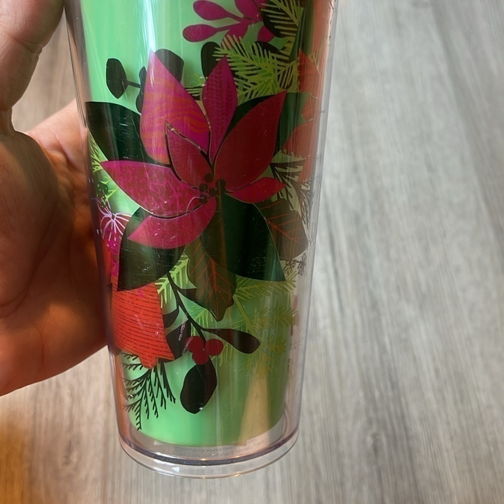 Starbucks Holiday Green floral color-changing venti Tumbler 2021 Reusable Venti - Picture 2 of 5